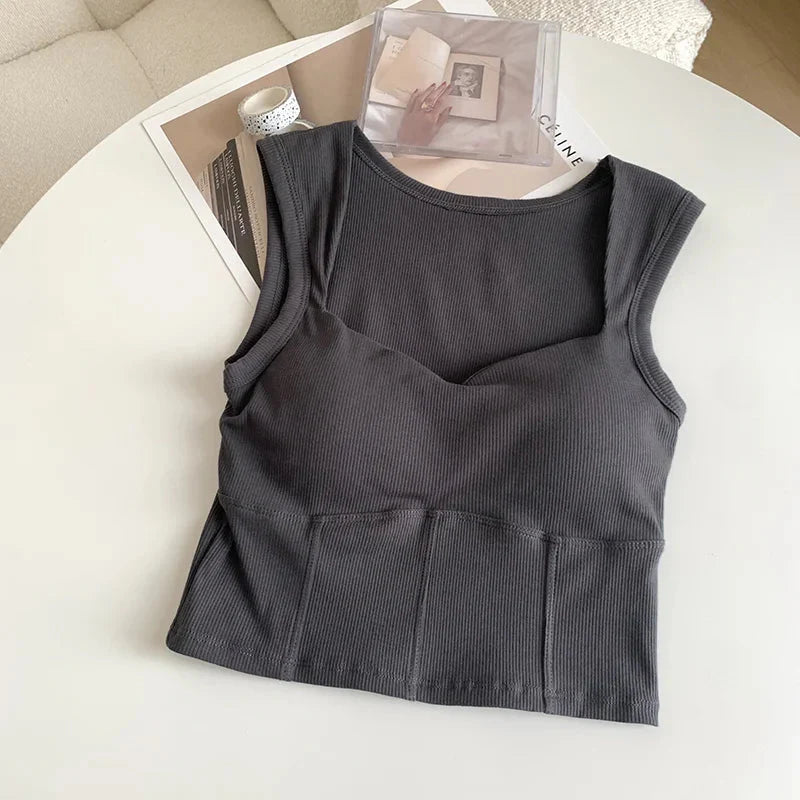 Corduroy Square Neck Crop Top - KAYSMAR