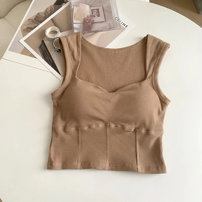Corduroy Square Neck Crop Top - KAYSMAR