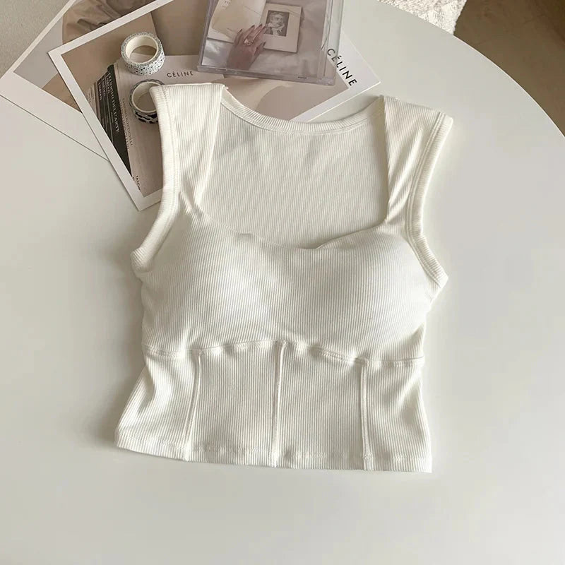 Corduroy Square Neck Crop Top - KAYSMAR
