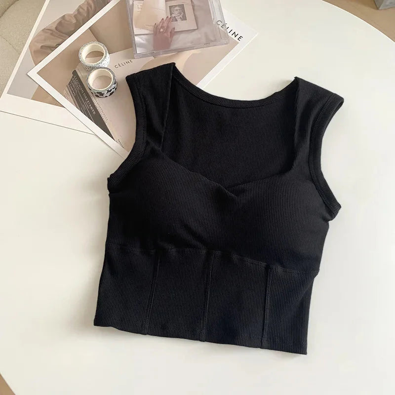 Corduroy Square Neck Crop Top - KAYSMAR