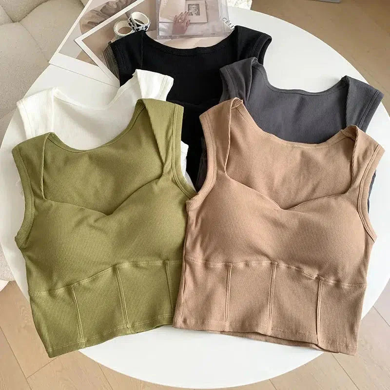 Corduroy Square Neck Crop Top - KAYSMAR