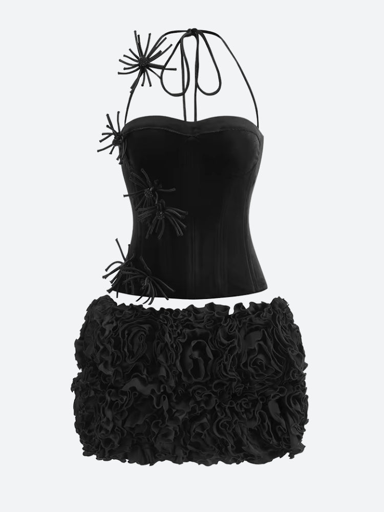 Corset Top & Ruffled Mini Skirt Two Piece Set - KAYSMAR