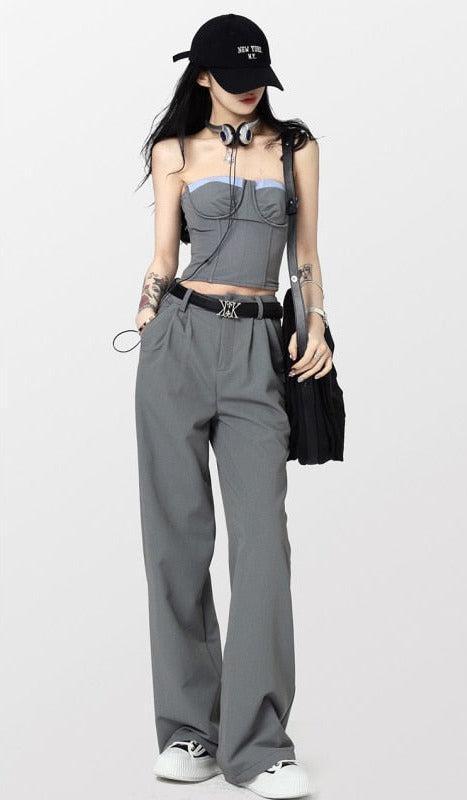 Corset Top & Wide Leg Pants Two Piece Set - KAYSMAR