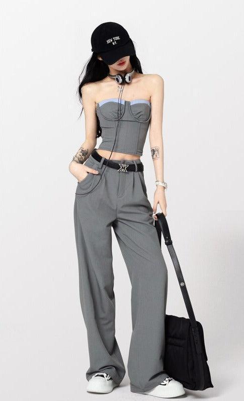Corset Top & Wide Leg Pants Two Piece Set - KAYSMAR