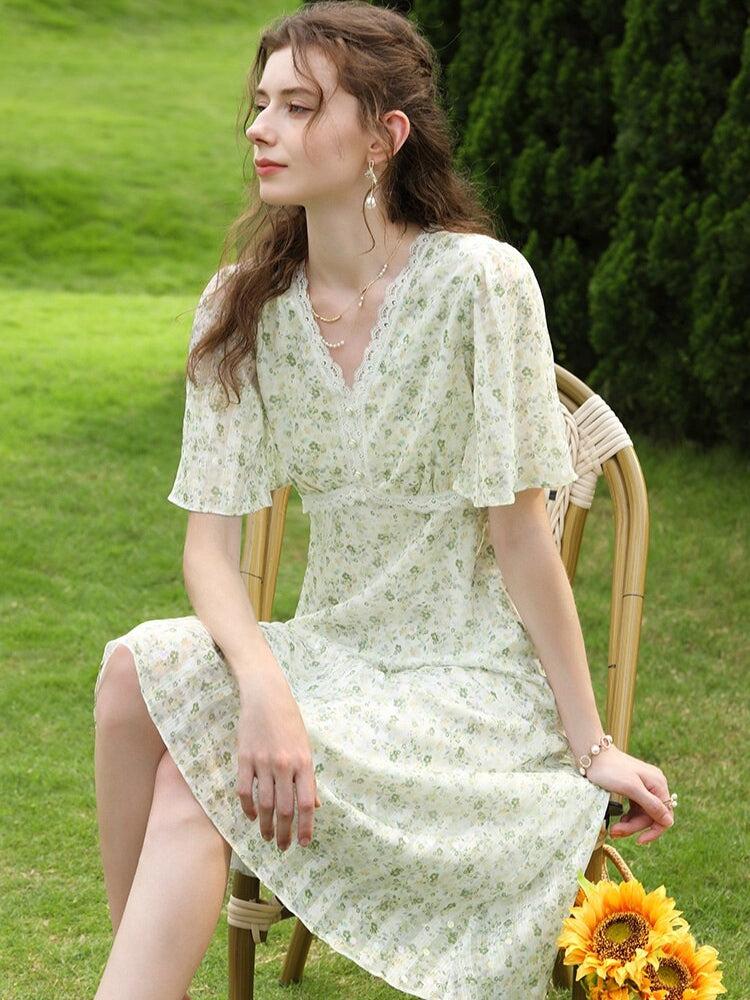Cottagecore Floral Midi Dress - KAYSMAR
