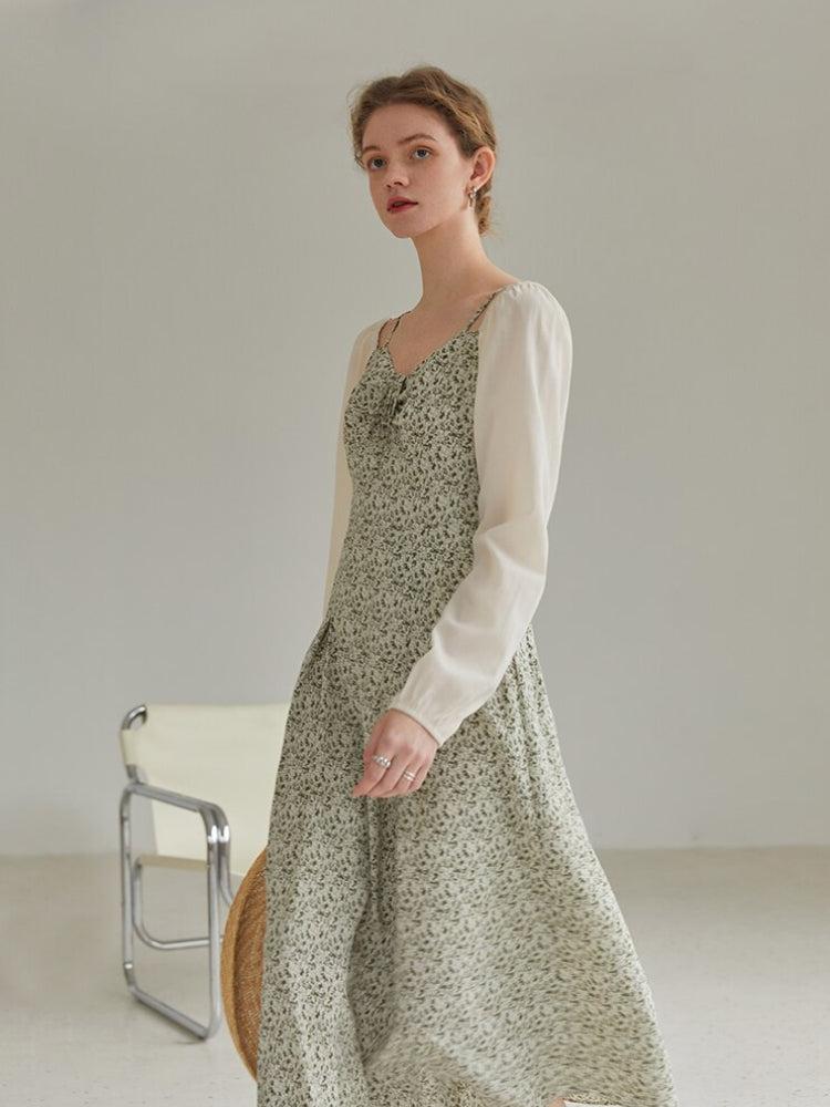Cottagecore Shirt Sleeve Floral Midi Dress - KAYSMAR