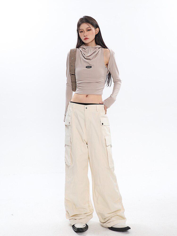 Cowl Collar Cut-Out Crop Top - KAYSMAR