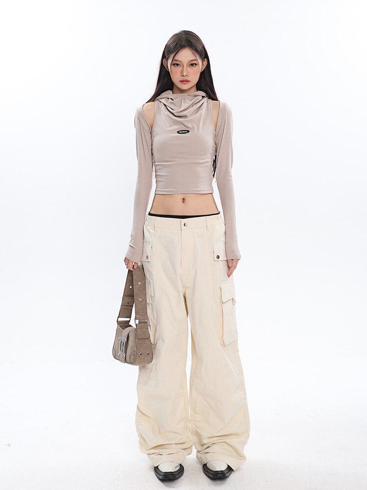 Cowl Collar Cut-Out Crop Top - KAYSMAR