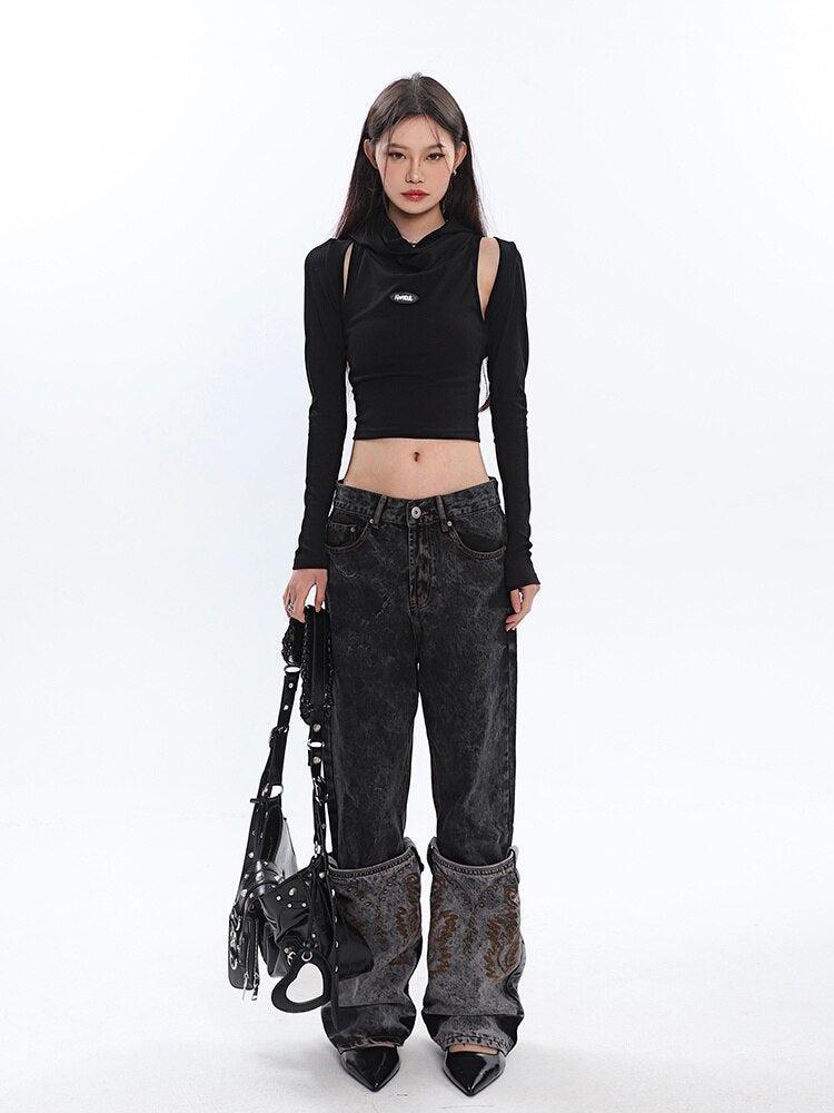 Cowl Collar Cut-Out Crop Top - KAYSMAR