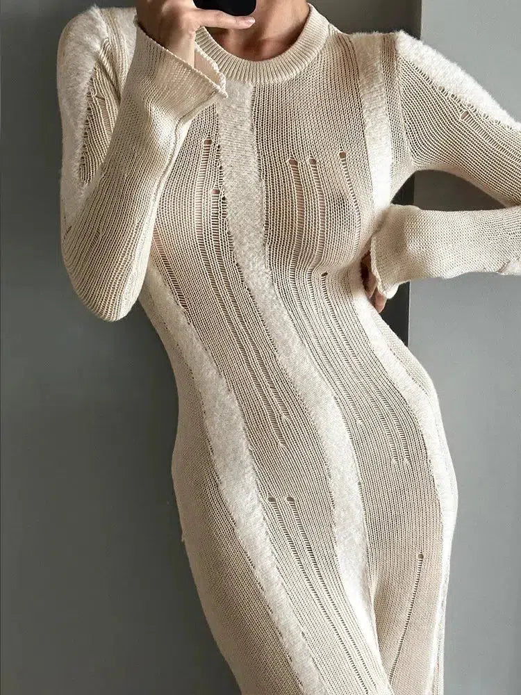 Crochet Distressed Maxi Dress - KAYSMAR