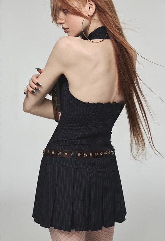 Dark Academia Halter Mini Dress - KAYSMAR