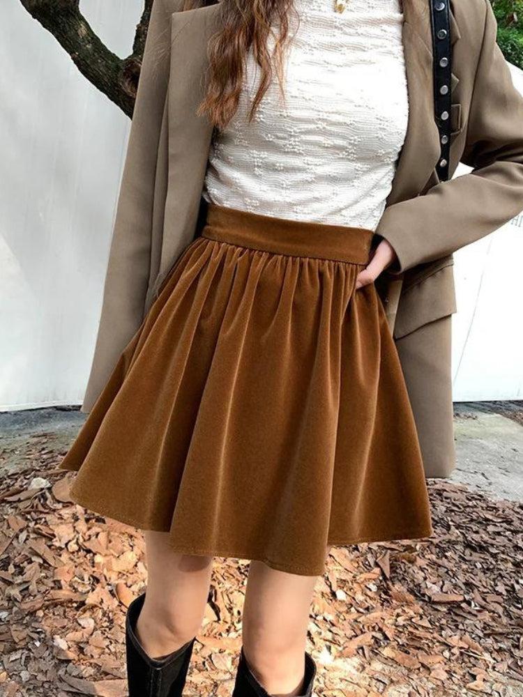 Dark Academia Velvet Mini Skirt - KAYSMAR