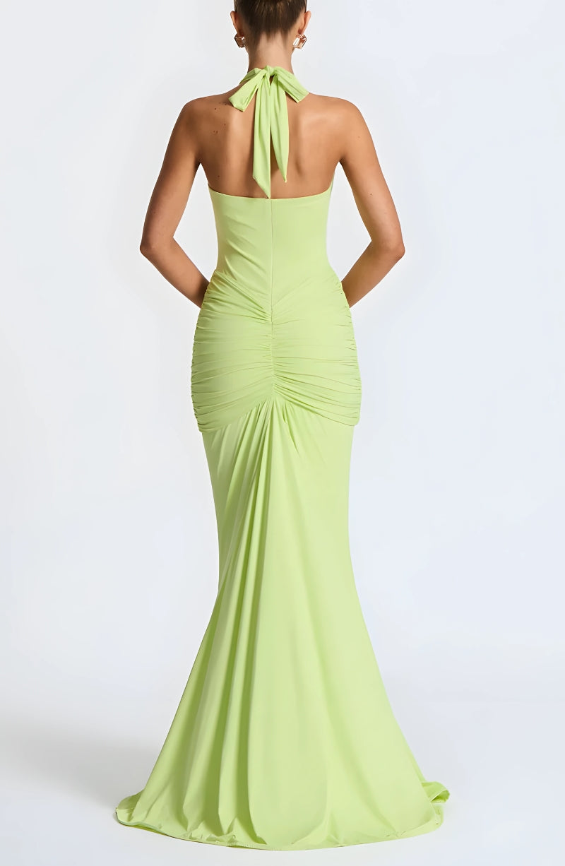 Deep Plunge Ruched Maxi Dress - KAYSMAR