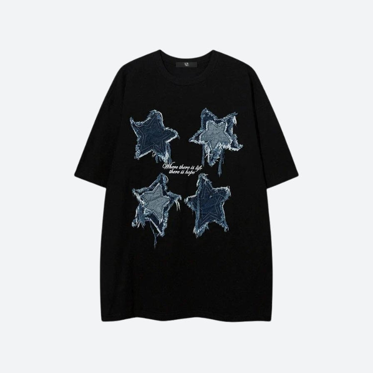 Denim Star Patchwork Tee - KAYSMAR