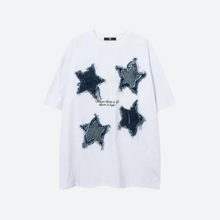 Denim Star Patchwork Tee - KAYSMAR