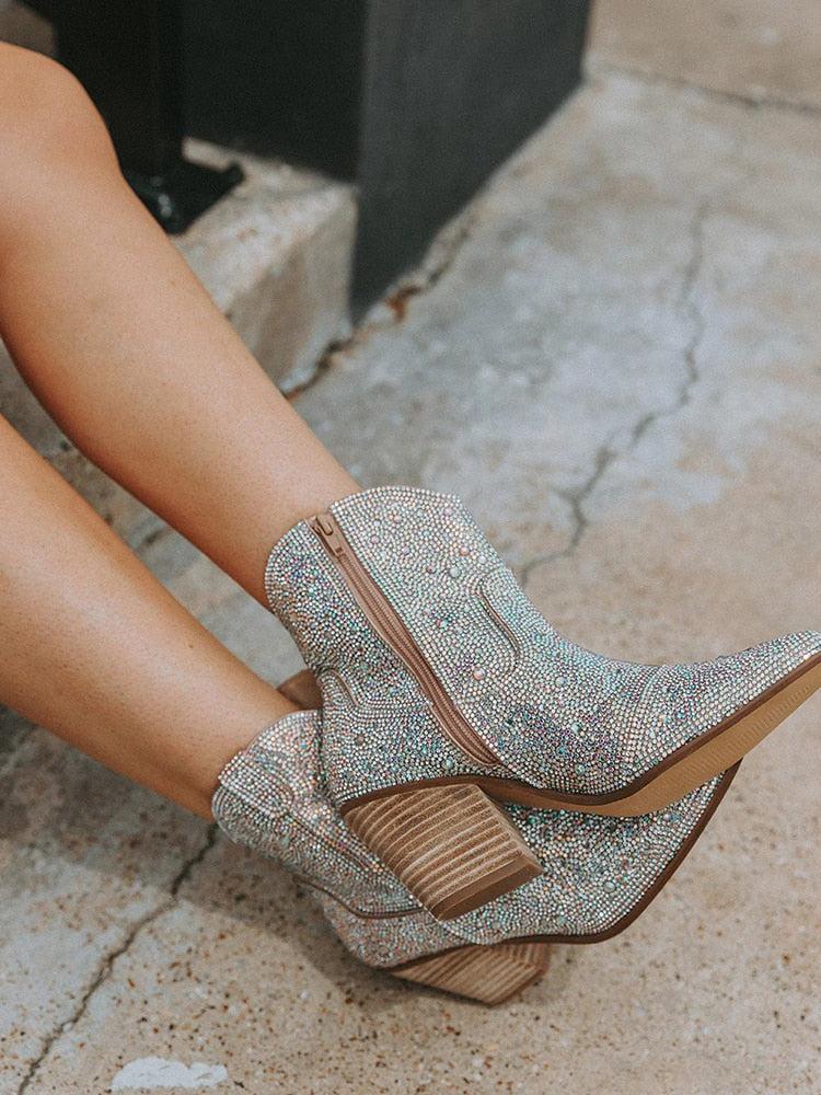 Disco Cowgirl Rhinestone Western Boots - KAYSMAR