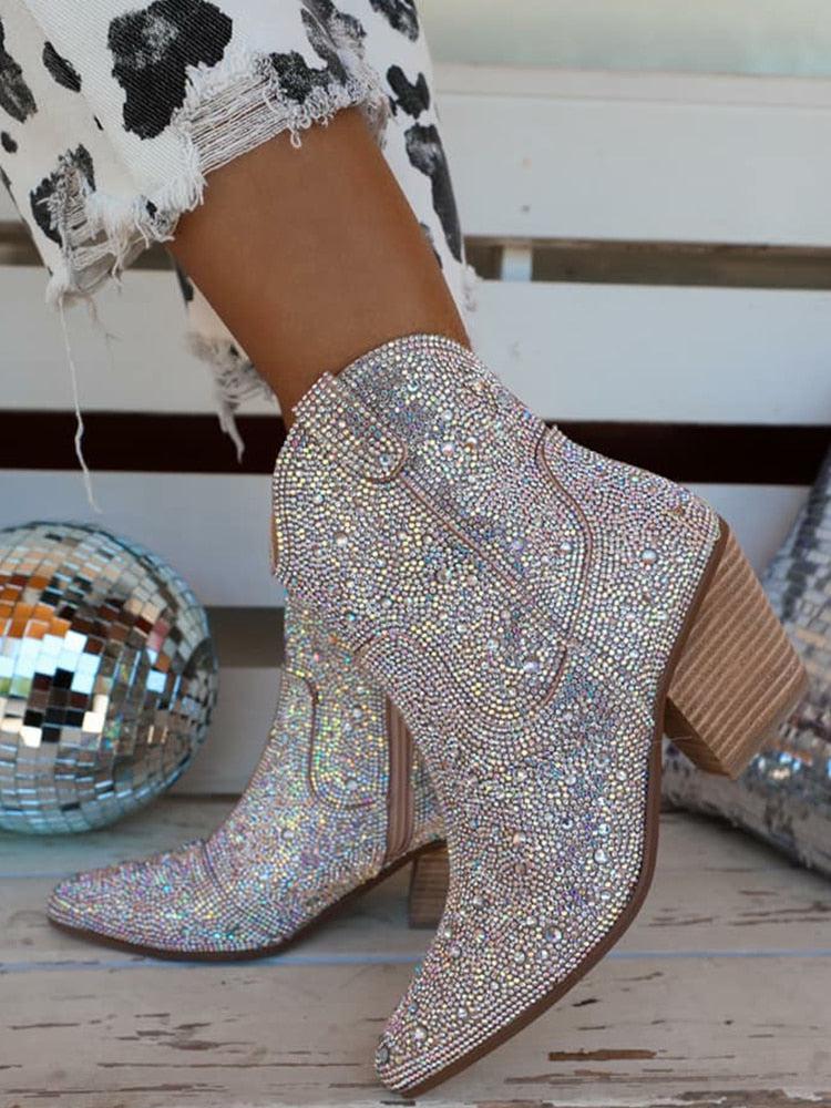 Disco Cowgirl Rhinestone Western Boots - KAYSMAR