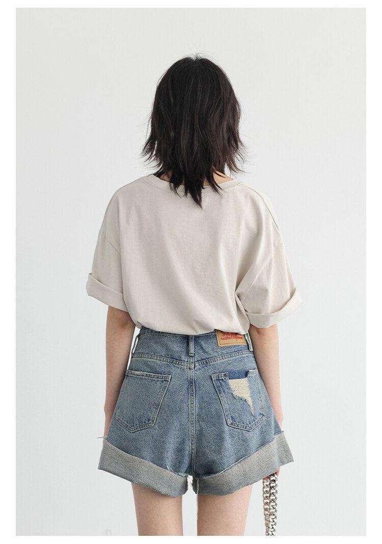 Distressed and Slit Jean Shorts - KAYSMAR
