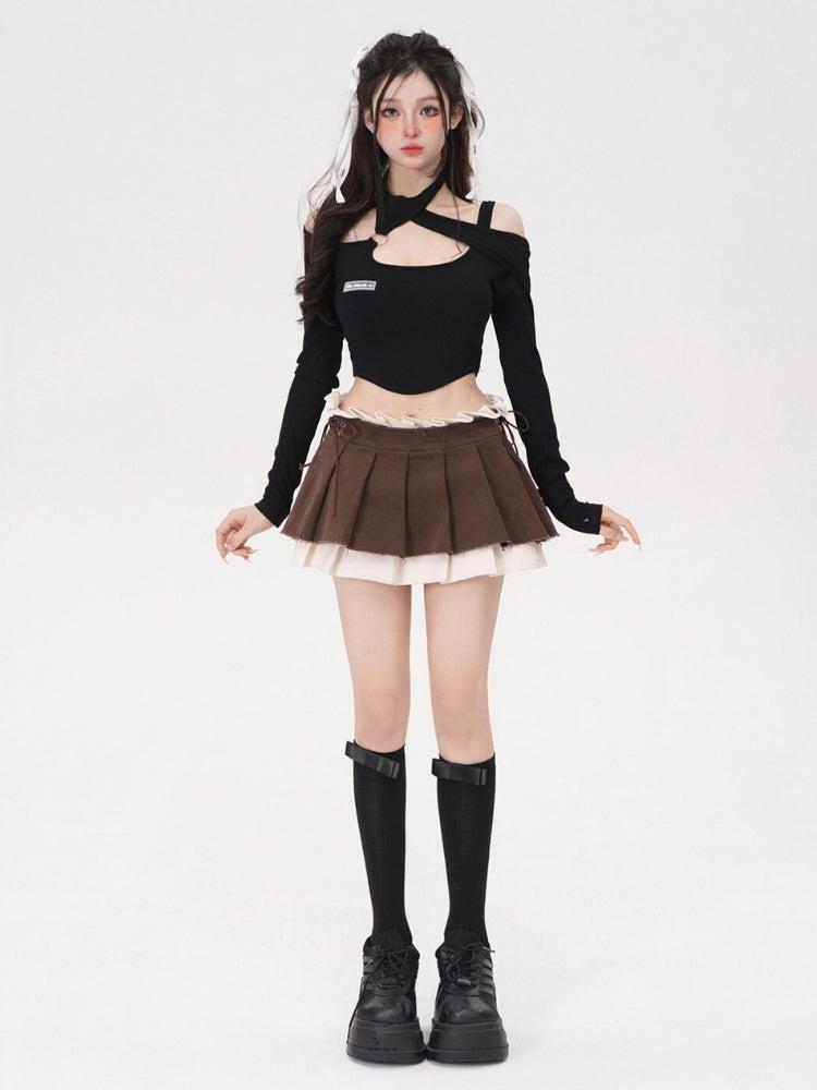 Drawstring Pleated Mini Skirt - KAYSMAR