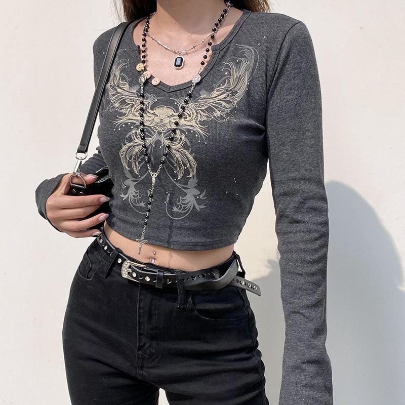 Fairy Grunge Butterfly Crop Top - KAYSMAR