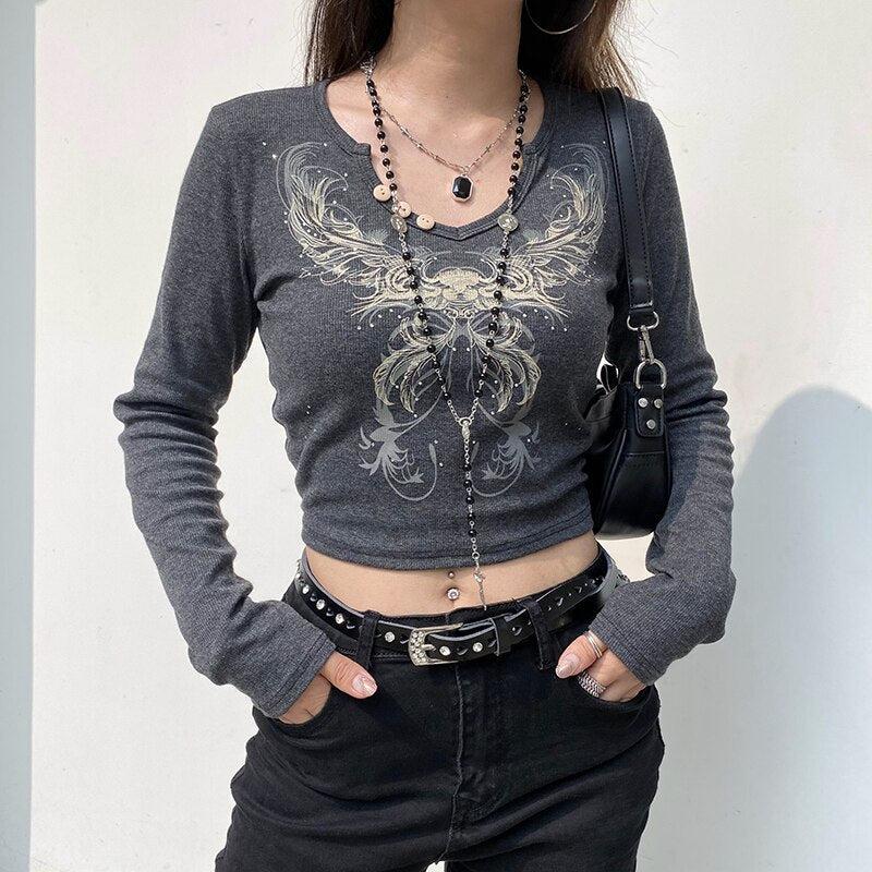 Fairy Grunge Butterfly Crop Top - KAYSMAR