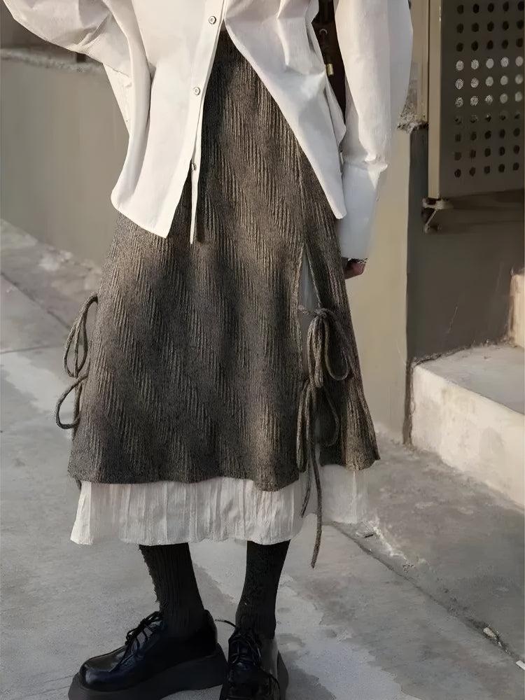 Fairy Grunge Lace Up Midi Skirt - KAYSMAR