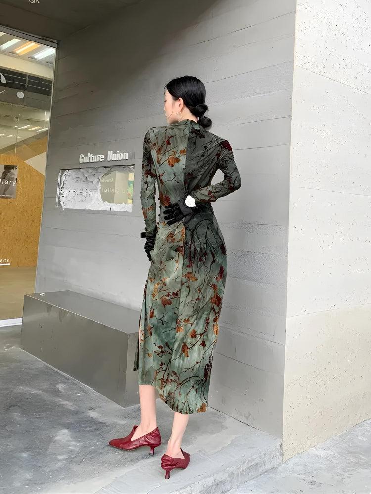 Fairycore Floral Slit Qipao Mini Dress - KAYSMAR
