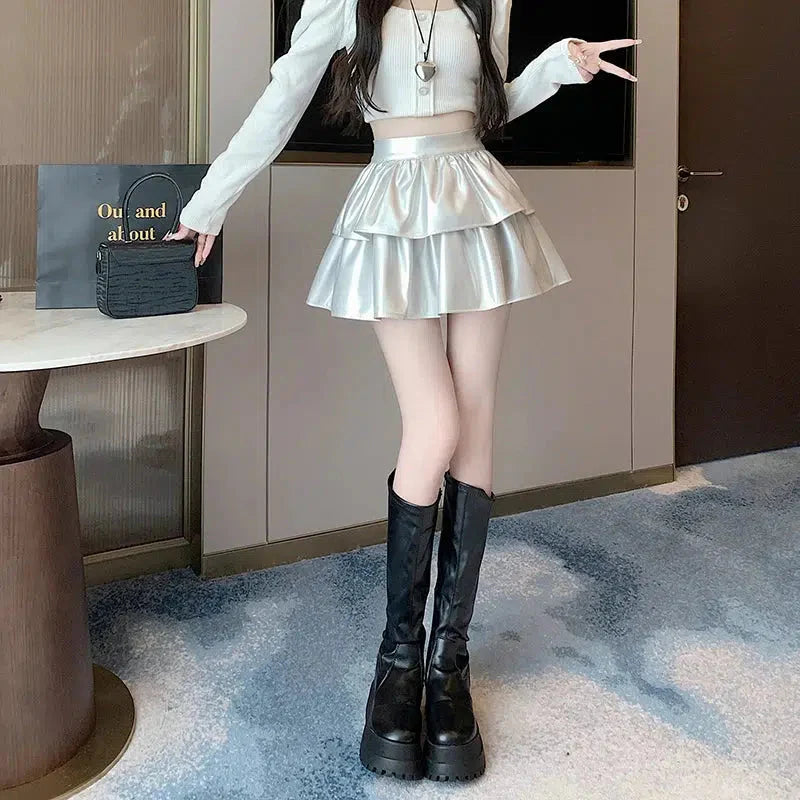 Faux Leather A-Line Mini Skirt - KAYSMAR