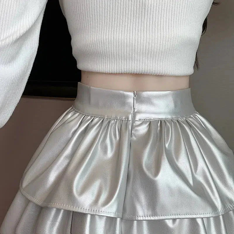 Faux Leather A-Line Mini Skirt - KAYSMAR