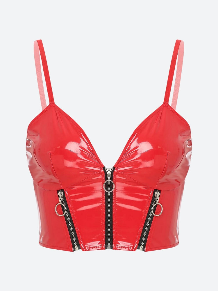 Faux Leather Bustier Crop Top - KAYSMAR