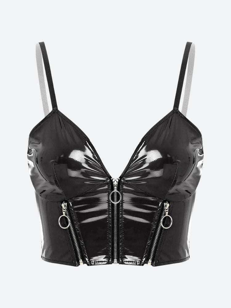 Faux Leather Bustier Crop Top - KAYSMAR