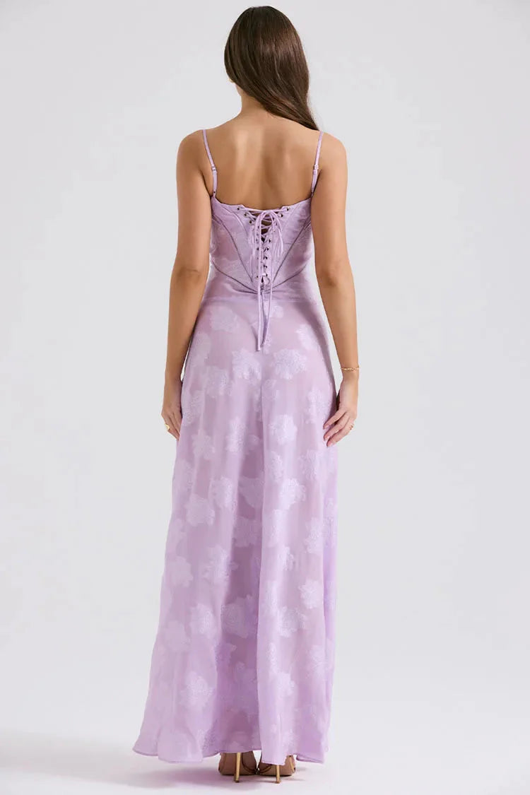 Floral Lace Up Maxi Dress - KAYSMAR