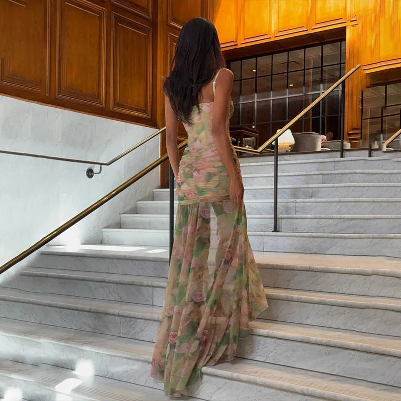Floral Ruched Maxi Dress - KAYSMAR