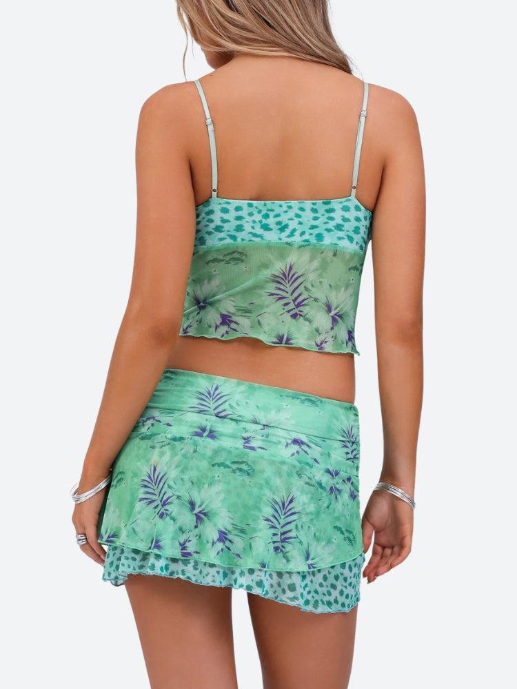 Floral Top & Mini Skirt Two Piece Set - KAYSMAR