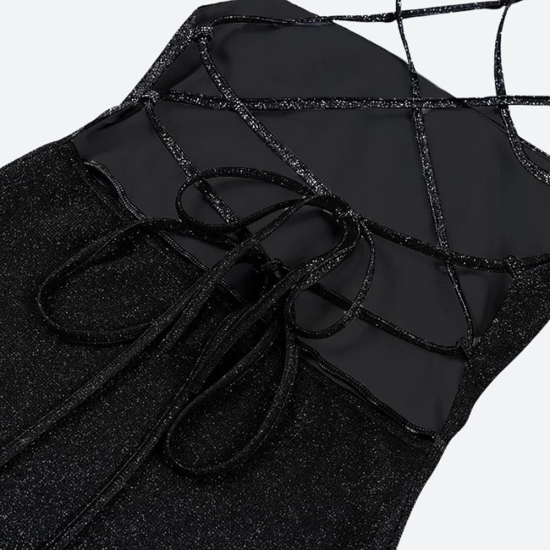 Glitter Backless Mini Dress - KAYSMAR