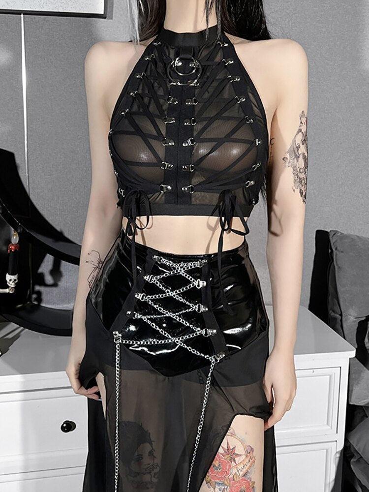 Goth Backless Halter Top - KAYSMAR