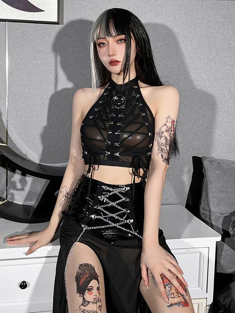 Goth Backless Halter Top - KAYSMAR