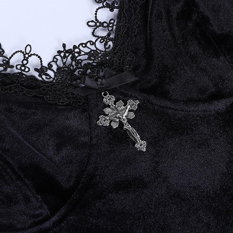 Goth Cross Detail Mini Dress - KAYSMAR