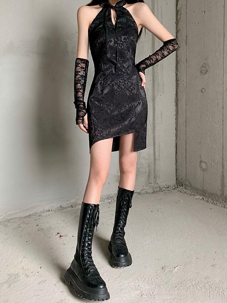 Goth Halter Mini Dress - KAYSMAR