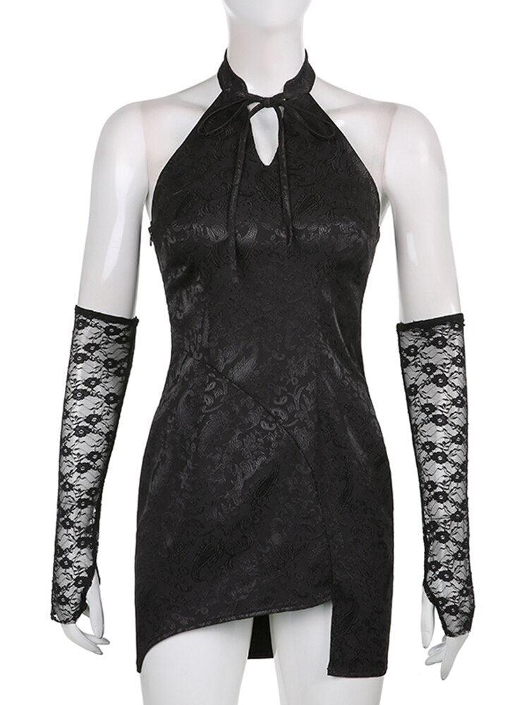 Goth Halter Mini Dress - KAYSMAR