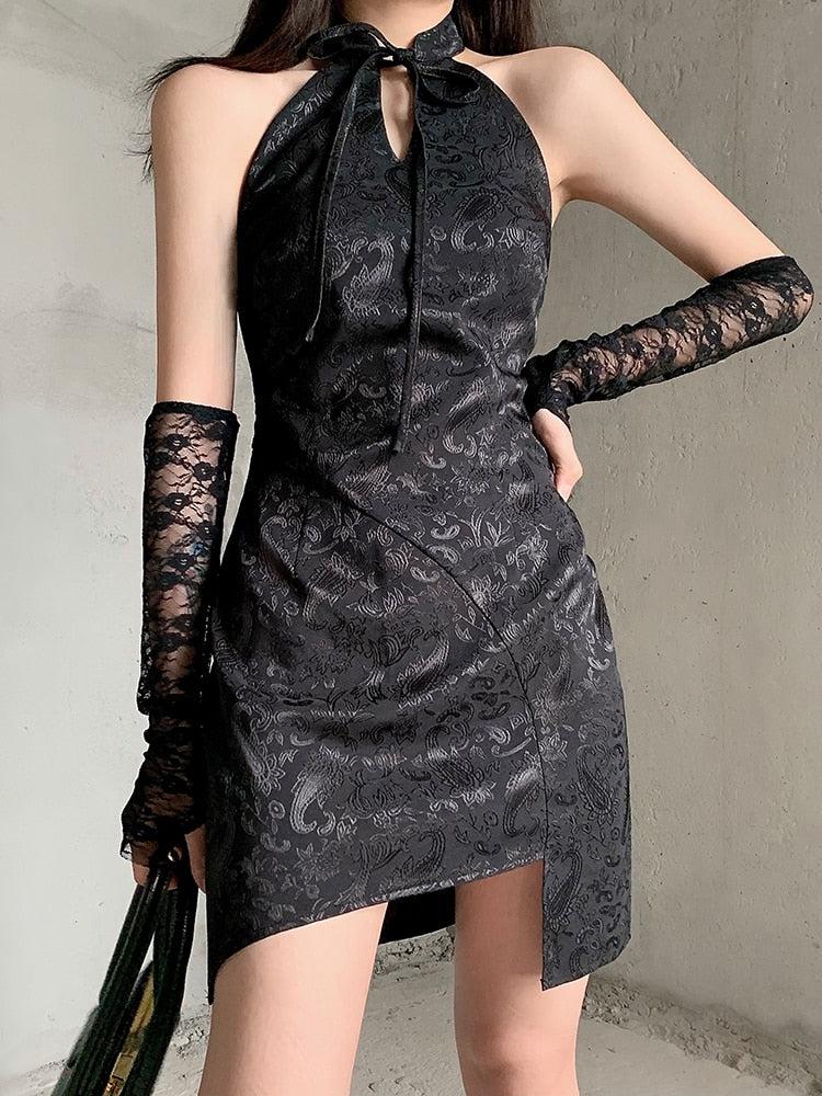 Goth Halter Mini Dress - KAYSMAR