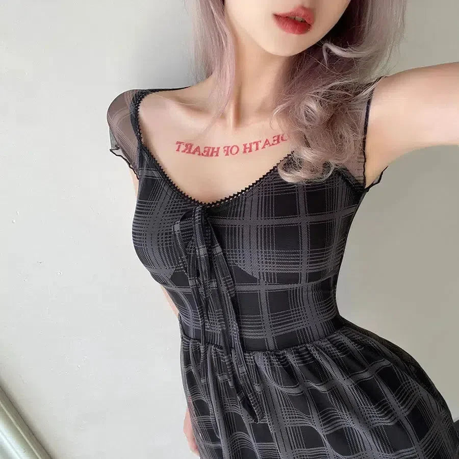 Goth Plaid Mini Dress - KAYSMAR