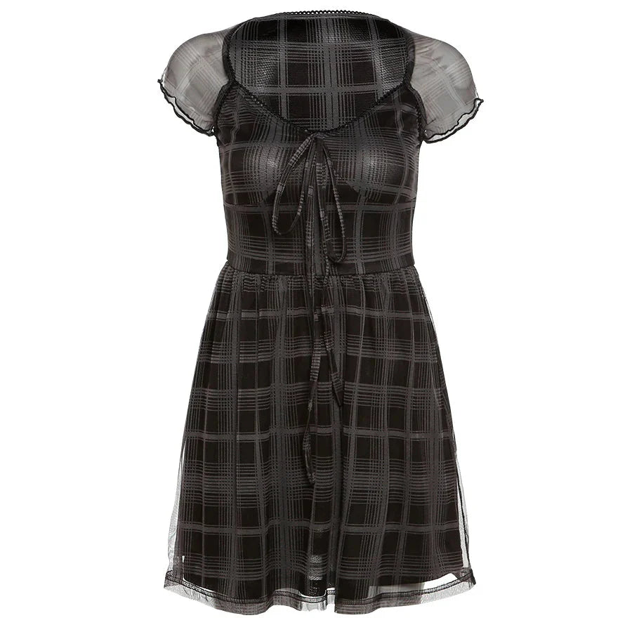 Goth Plaid Mini Dress - KAYSMAR