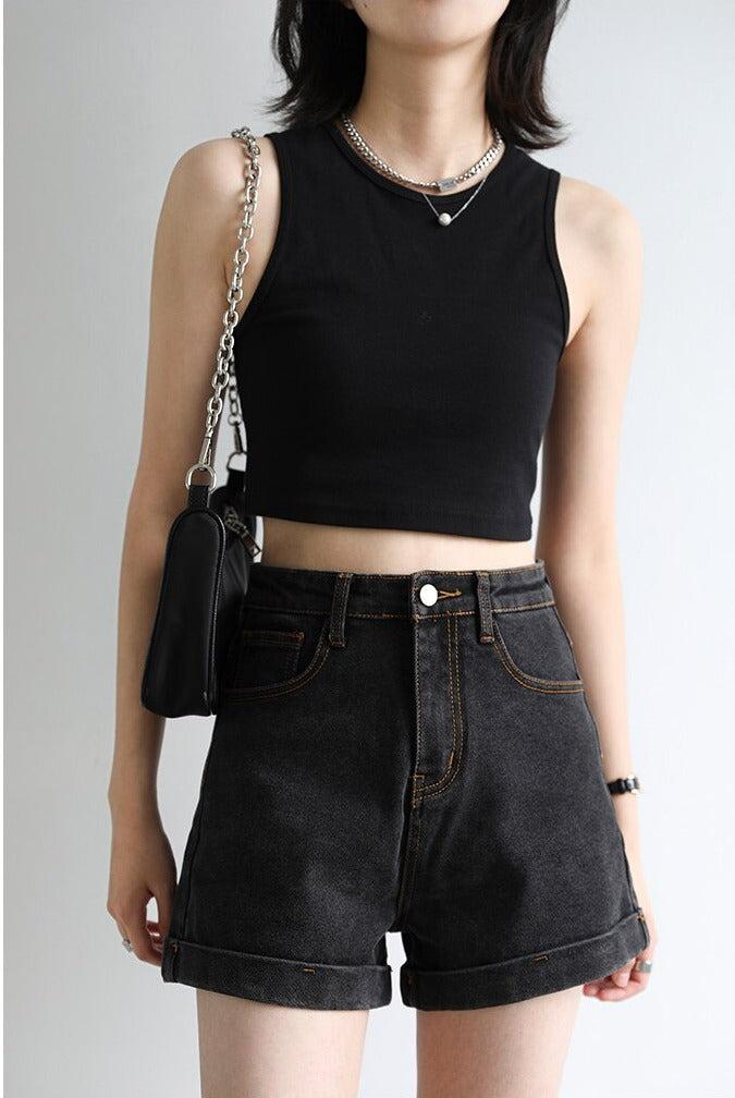 Grunge Black Jean Shorts - KAYSMAR