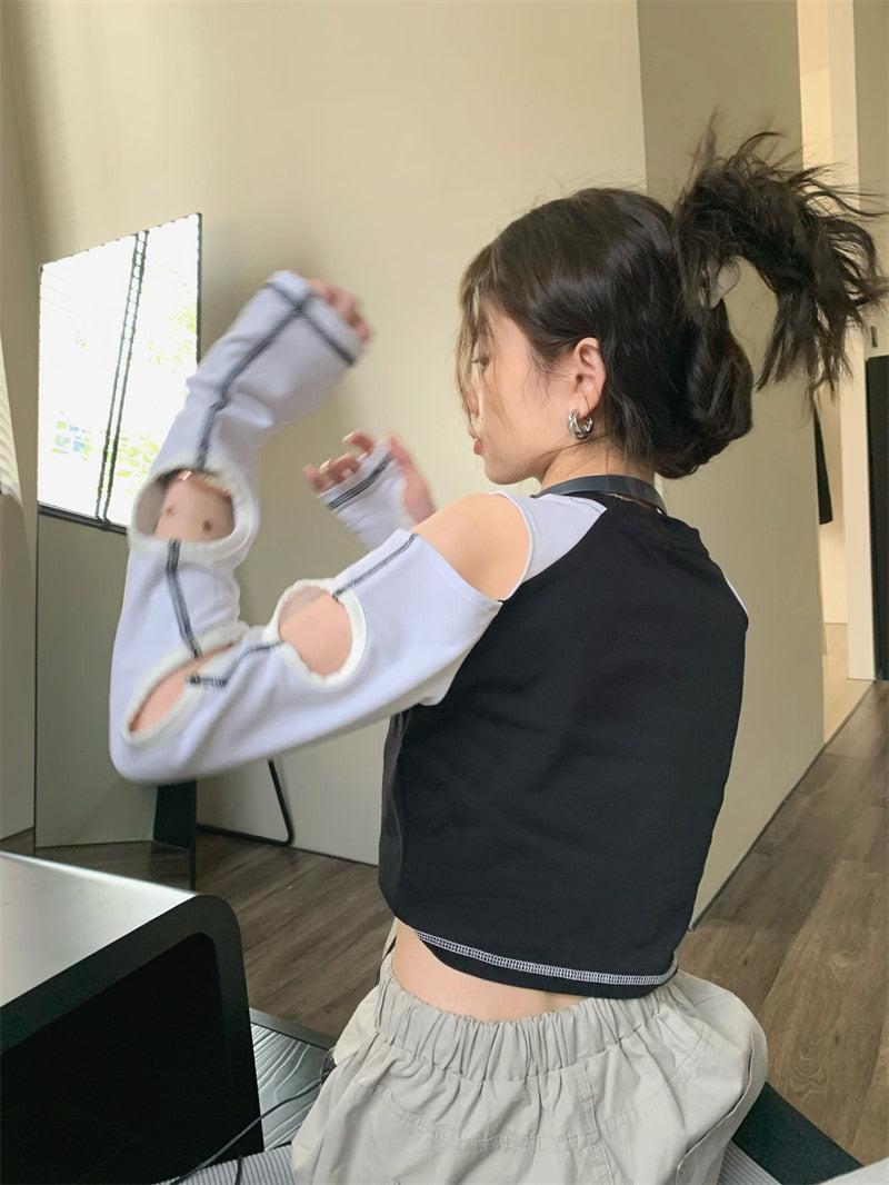 Grunge Cut-Out Crop Top - KAYSMAR