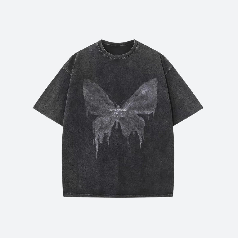 Grunge Distressed Butterfly Tee - KAYSMAR