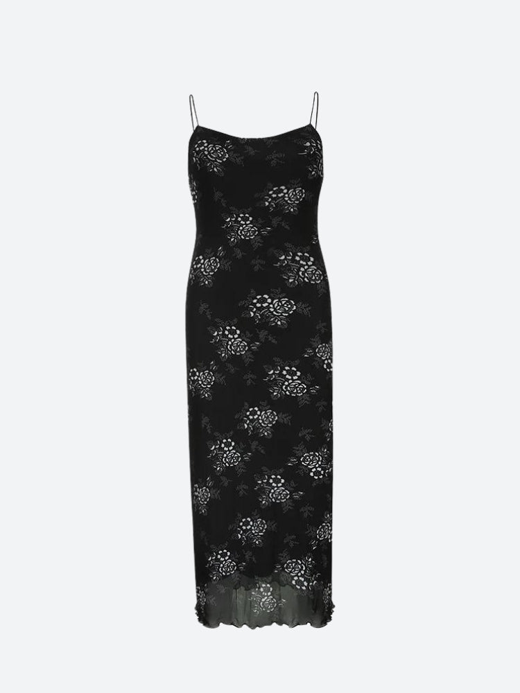 Grunge Floral Mesh Midi Dress - KAYSMAR