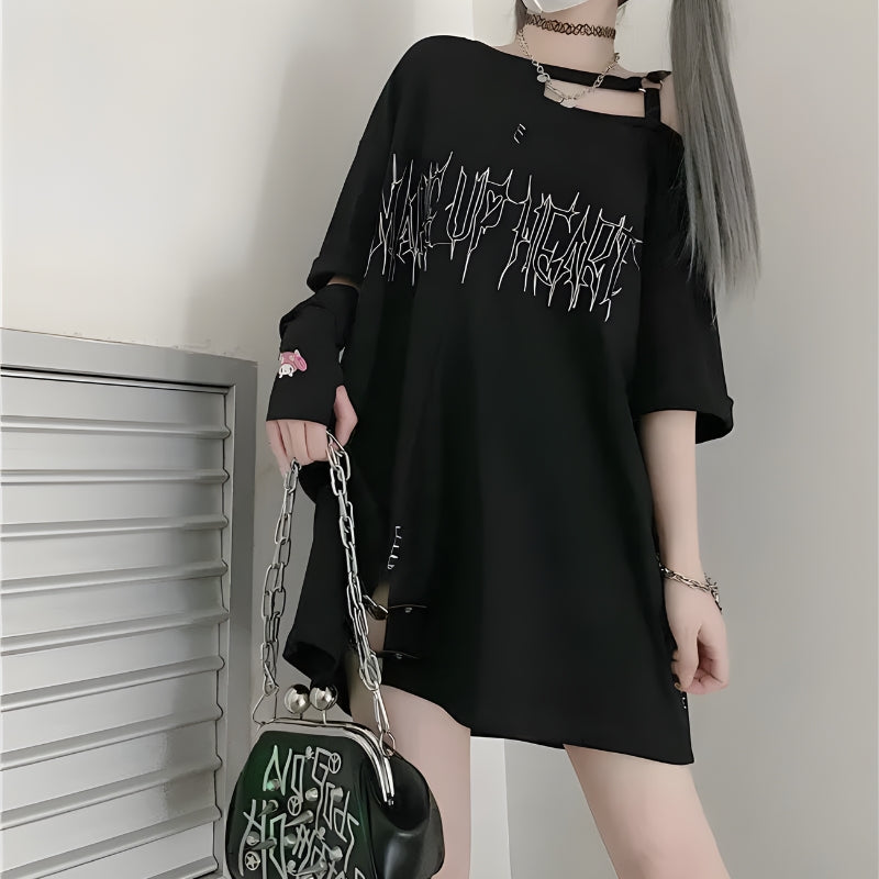 Grunge Make Up Heart Long Tee - KAYSMAR