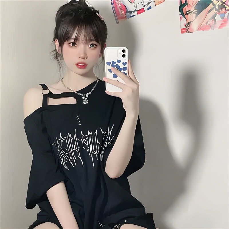 Grunge Make Up Heart Long Tee - KAYSMAR