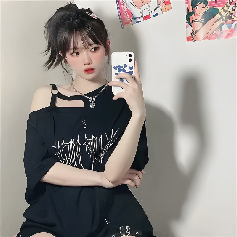 Grunge Make Up Heart Long Tee - KAYSMAR